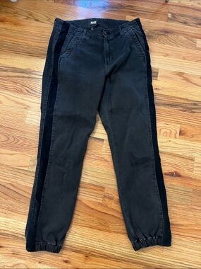 PAIGE Black Jeans with Velvet Side Stripes